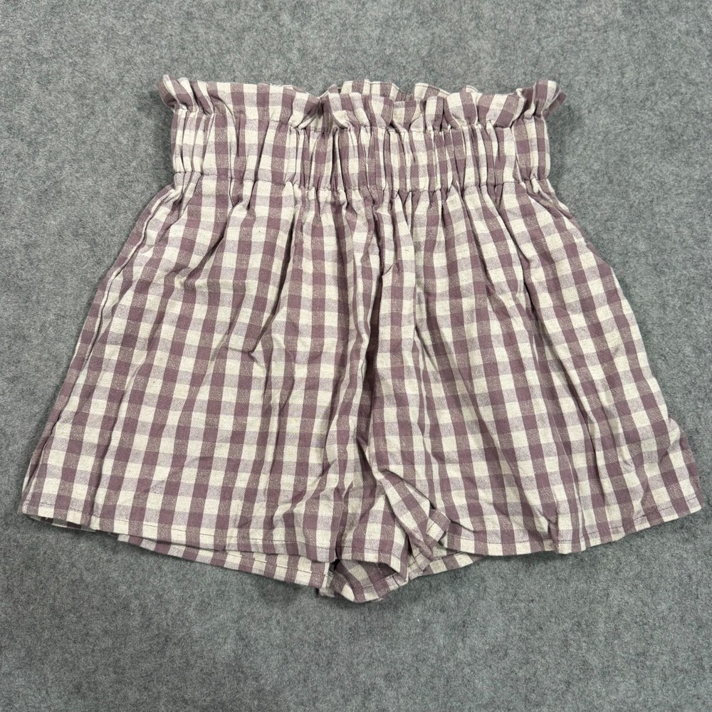 NWT Anthropologie Mable Purple Ginghamโ High Waisted Shorts Women's Size Small